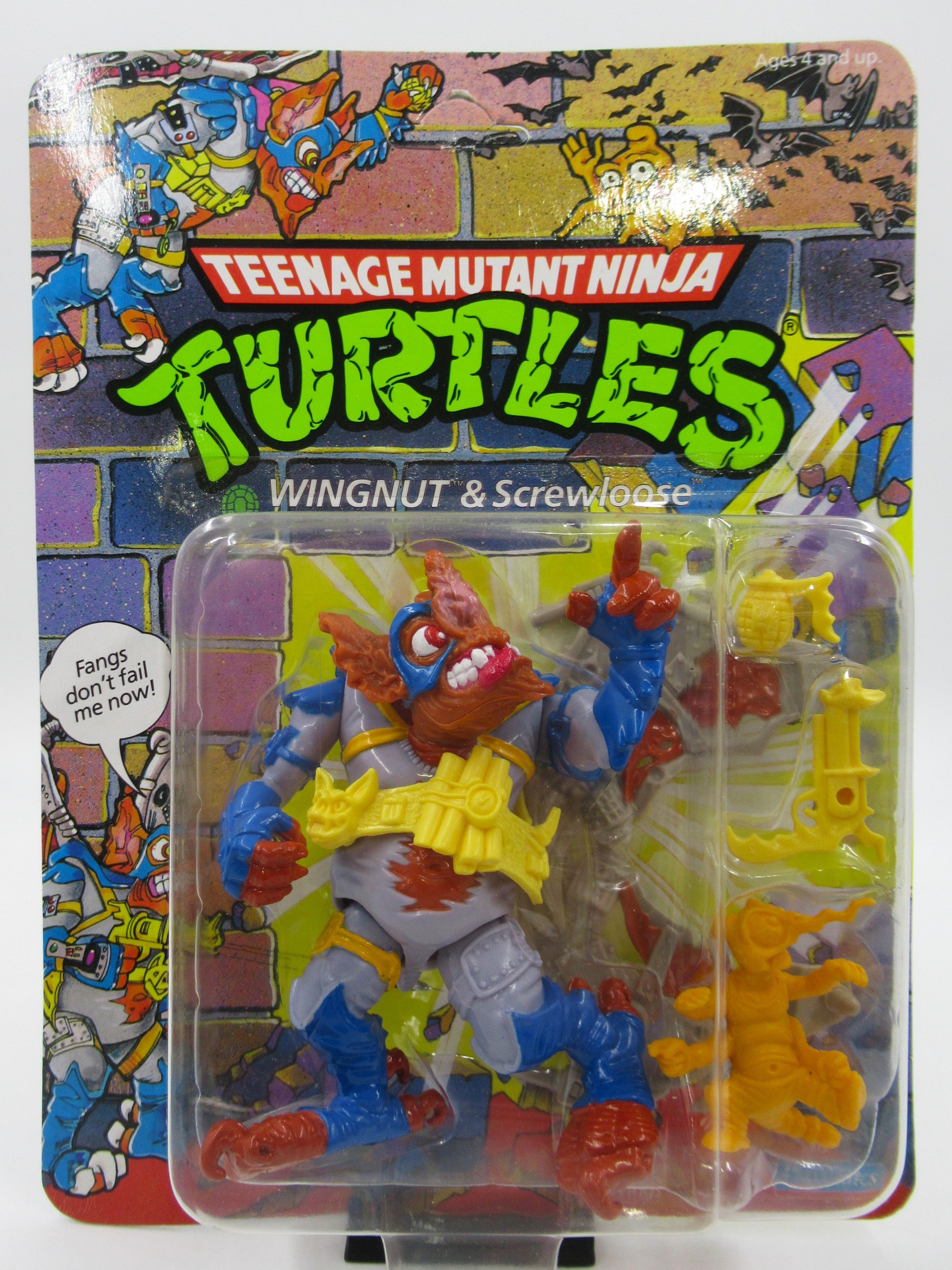 Teenage Mutant Ninja Turtles Wingnut and Screwloose 4.5" Figure TMNTs - Playmates (1990)